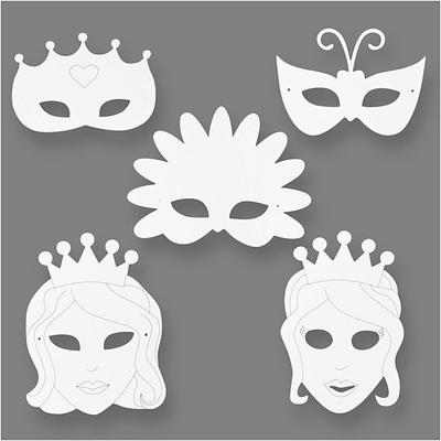 Creativ Company Märchen-Masken, H 13,5-25 cm, B 17-25 cm, 230 g, Weiß, 16 Stk