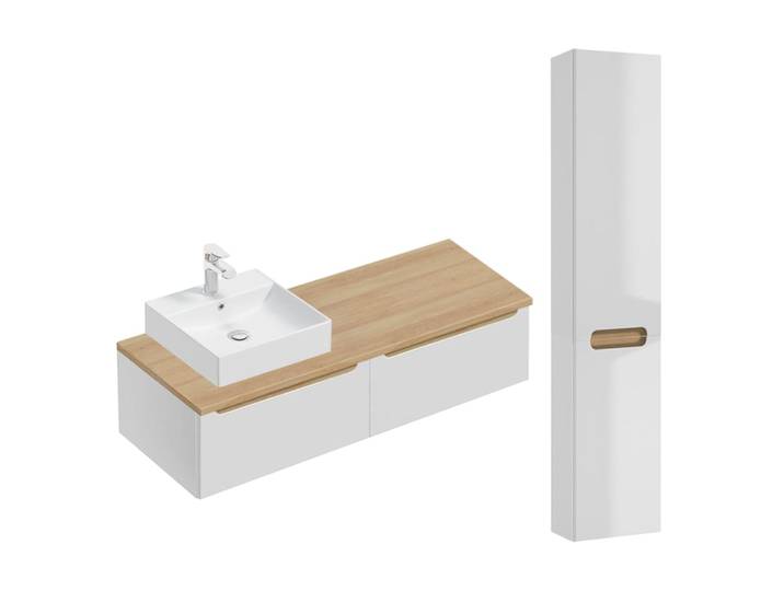 Ensemble meuble simple vasque 120cm panneaux mdf et mélaminé blanc