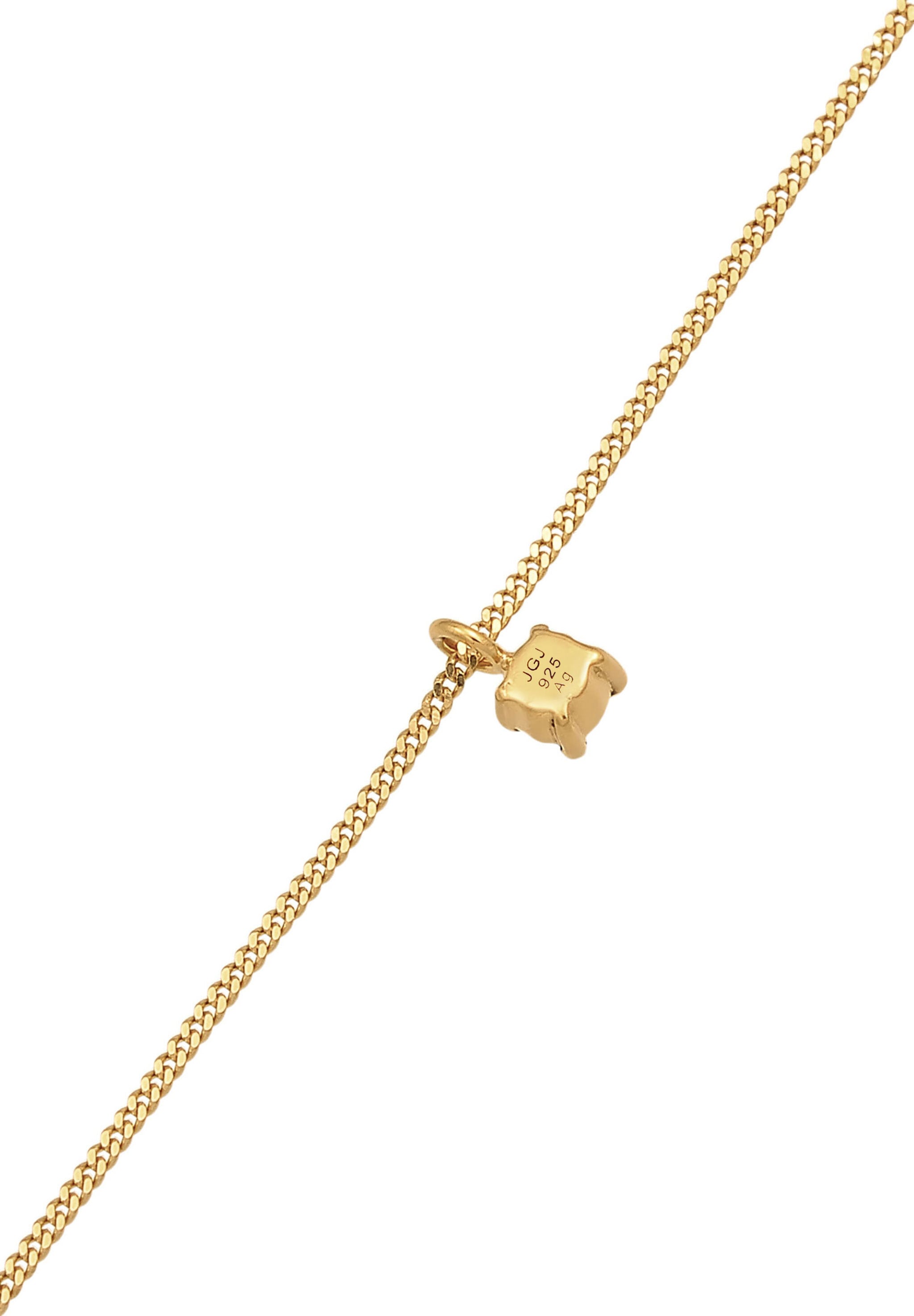 Choker ELLI "Halskette Choker Synthetischer Smaragd 925 Silber" Gr. 36, gold, Halsketten, Damen, Silber 925 (Sterlingsilber), Choker