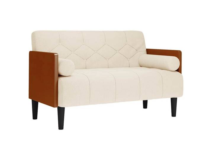 vidaXL Sofa Zweisitzer-Sofa mit Nackenrollen 110 cm Leinen