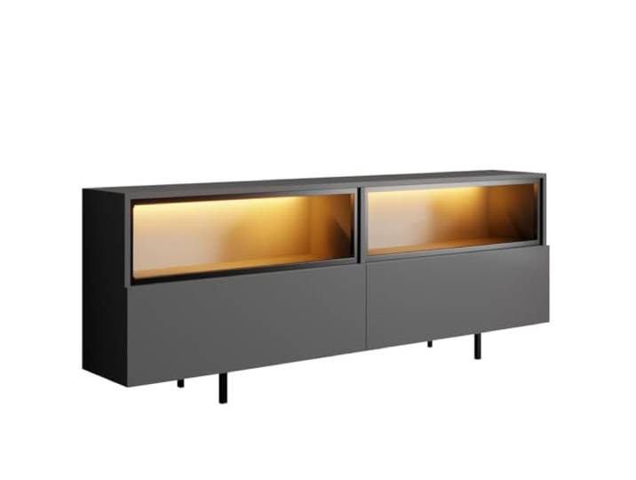 Hanah Home Modern TV Stand with Lighting System, Anthracite, 180 x 67 x 32 cm 100% Melamine Coated, Metal Legs, 45 kg Capacity Stylish & Functional Design