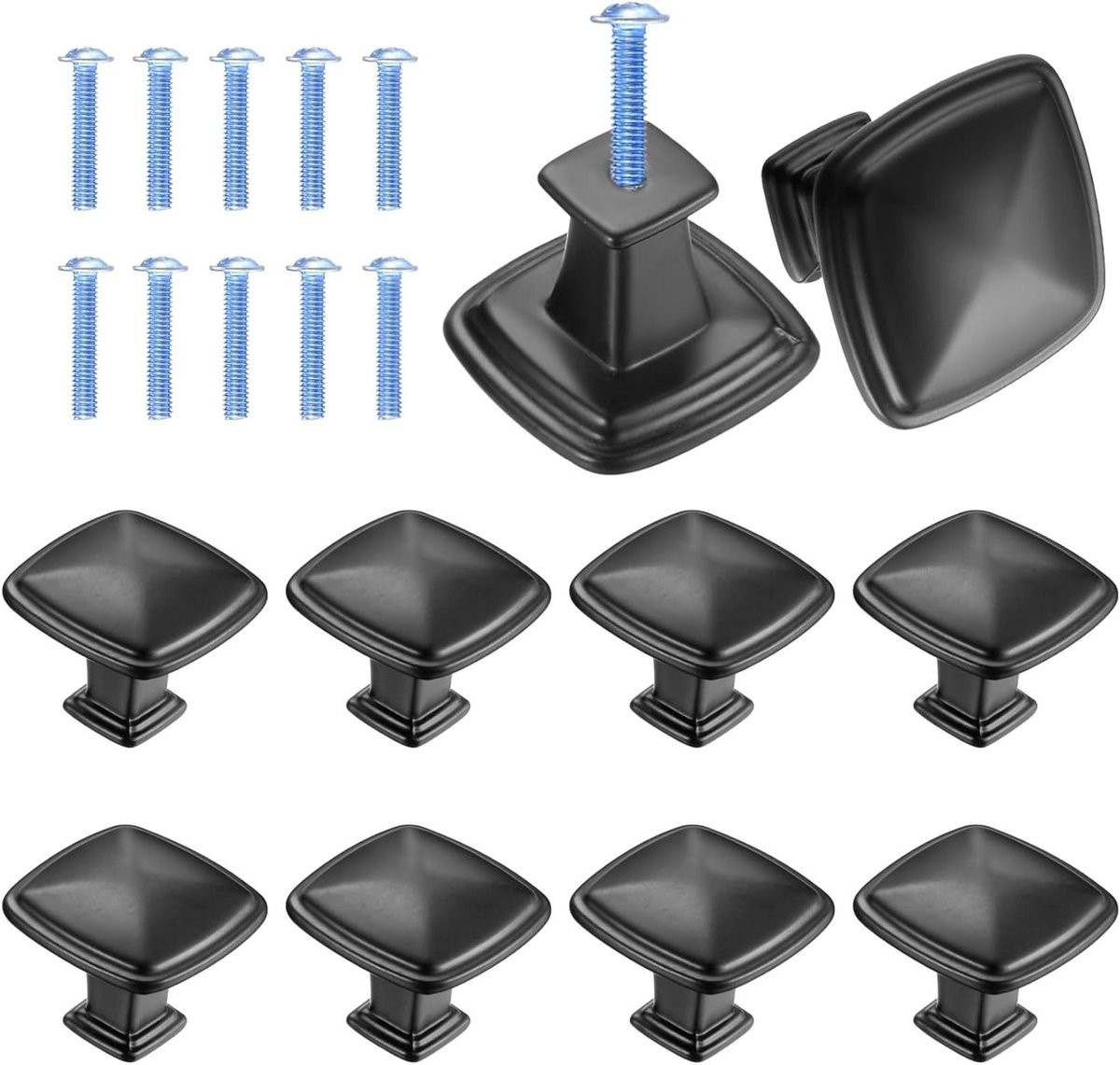 CSGoods Zwarte meubelgrepen voor kast en lade - Vierkant model - 30 mm - Set van 10 stuks