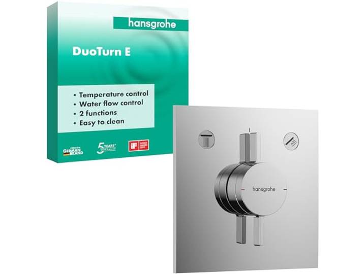 hansgrohe DuoTurn E - Mitigeur de douche encastré\, Robinet douche carré 2 sorties\, Mitigeur monocommande pour iBox universal 2\, Chromé\, 75417000