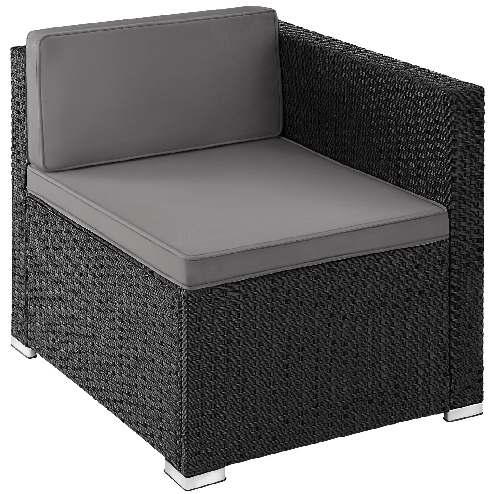 TecTake Wicker loungeset Lignano met 2 fauteuils - zwart