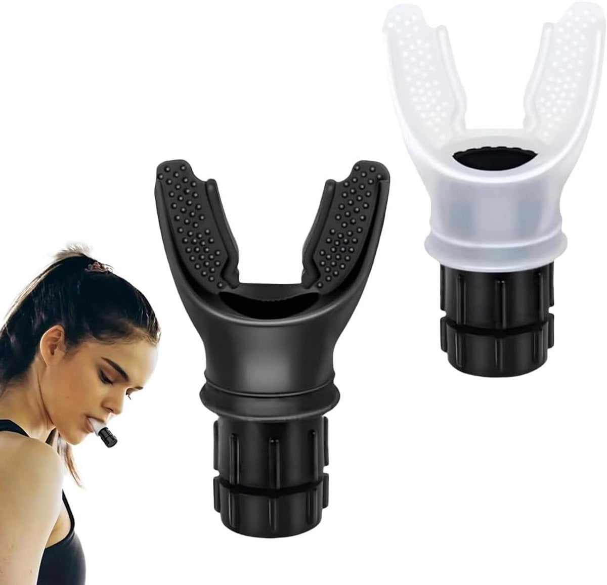 2 stuks Ademtrainer Longtrainer met instelbare weerstand, wit en zwart