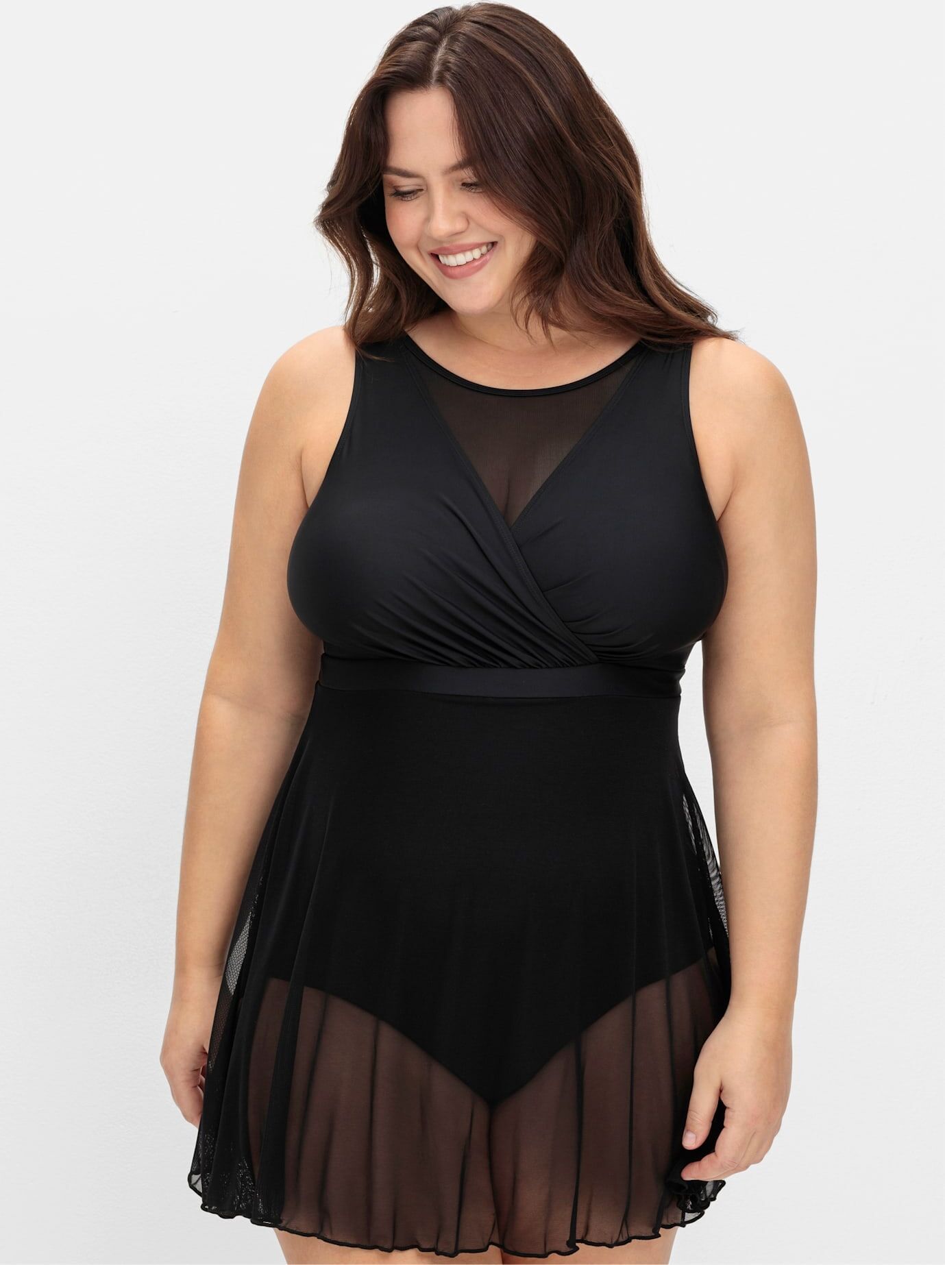 Tankini-Top SHEEGO, Damen, Gr. 40, Cup C, schwarz, Polyamid, Bikini-Oberteile Tankini-Top schwarz 40, Cup C