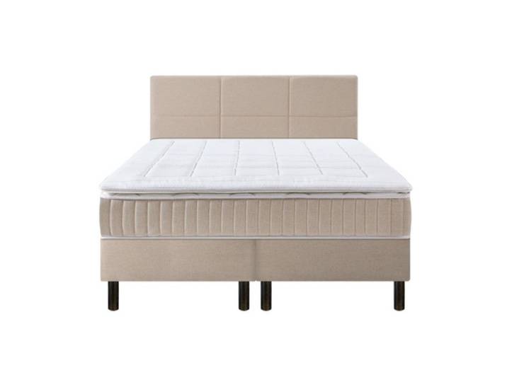 Ensemble boxspring - EPEDA - ENCHANTEUR - 200x200 cm - Tissu chenillé lin - 2 places - Confort ferme