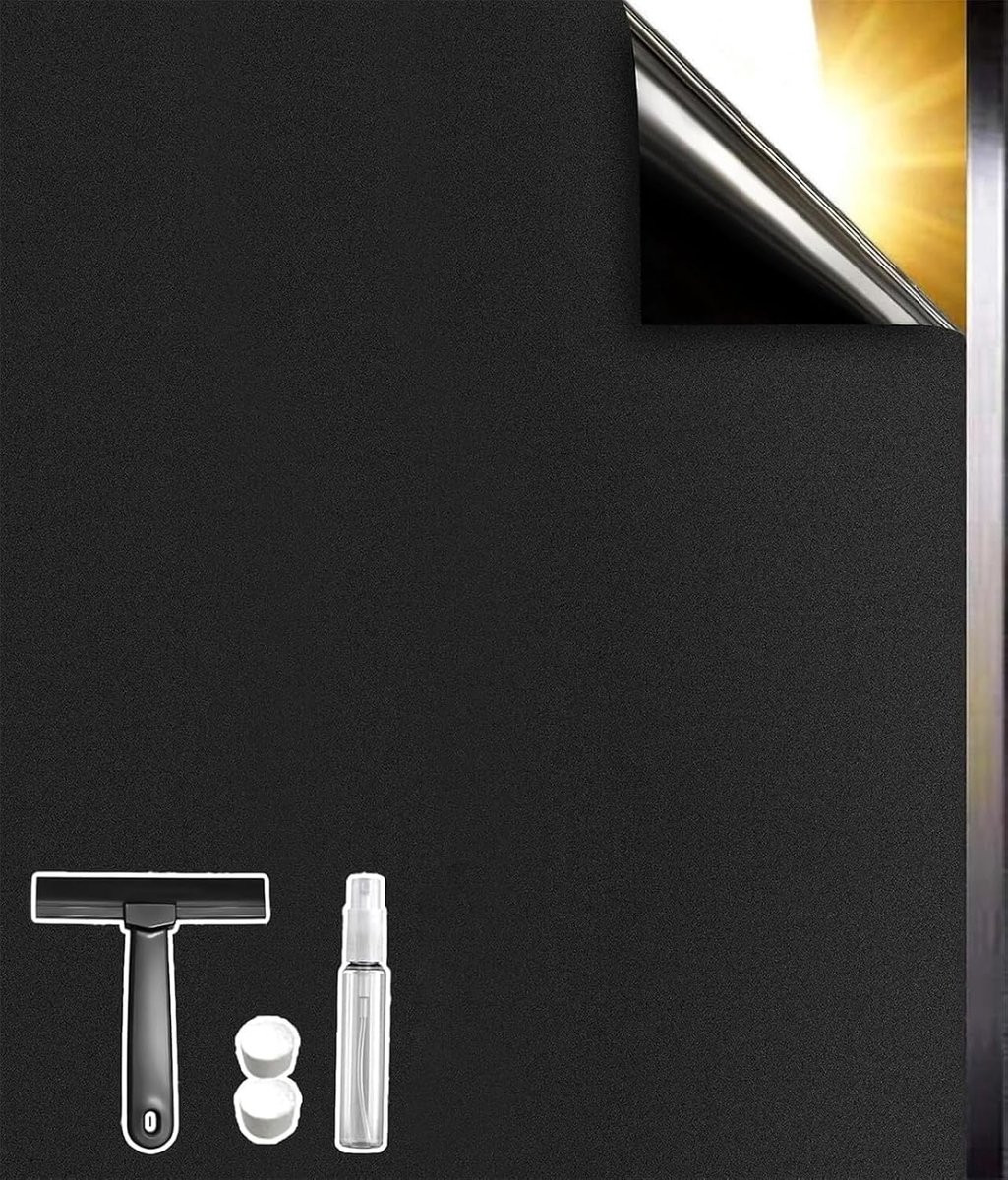 Qualsen Vinylfolie voor ramen, zwart, inkijkbescherming, 75 x 200 cm