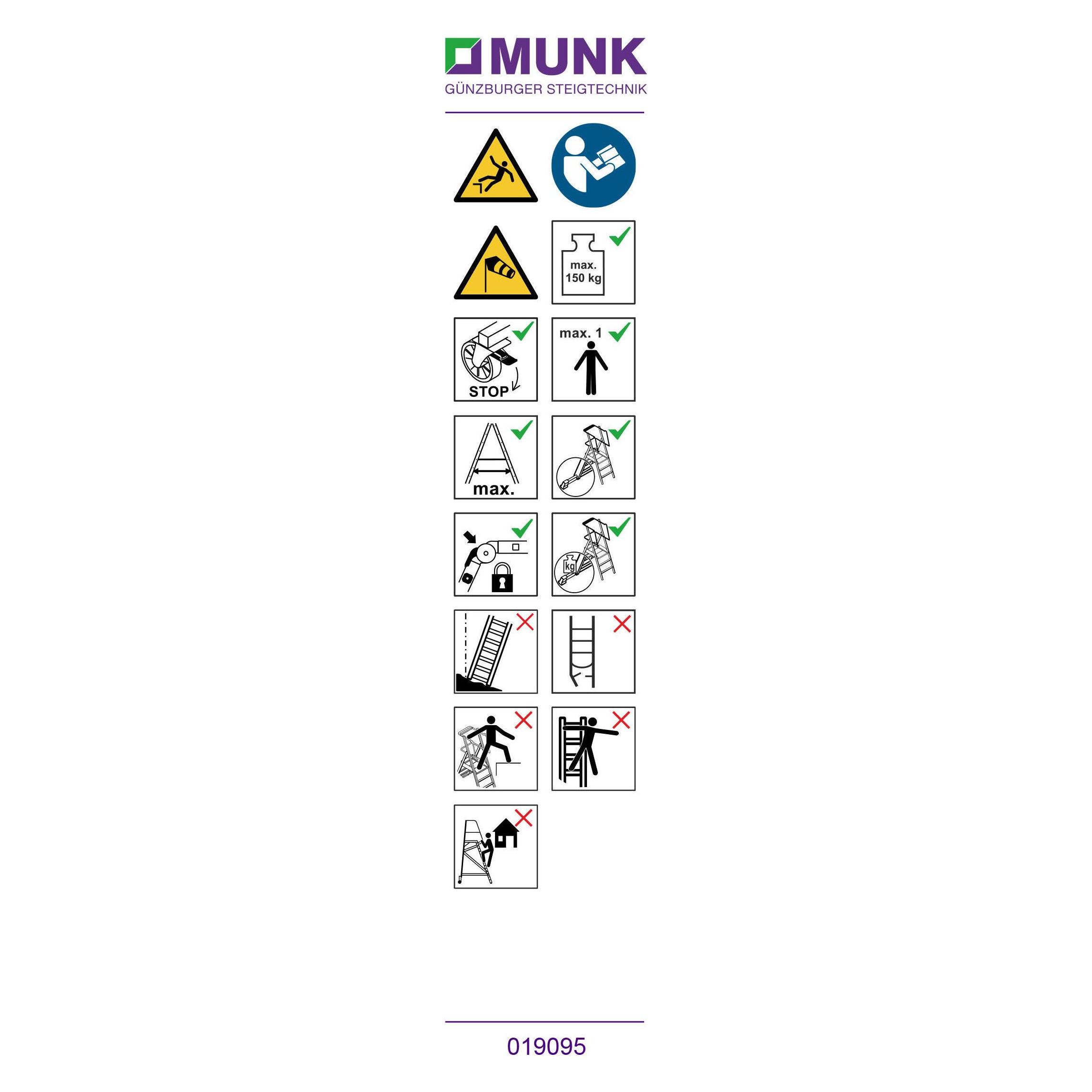 Munk Hinweis-Aufkleber fr Plattformleitern Plattformhhe< 2,50 m (019164)