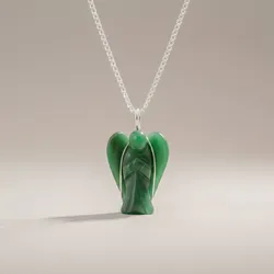 Gemstone Guardian Angel Pendant - Green Aventurine