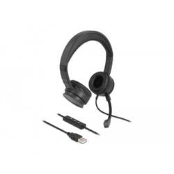 Delock 27180 On Ear Headset kabelgebunden Stereo Schwarz Headset Telefon