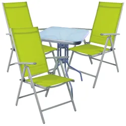 Mojawo Bistro Sitzgarnitur Bistrogarnitur 4-teilig Silbergrau/Lime