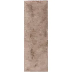 benuta Basic - Kunstfell-Teppich Furry Taupe 80x300 cm