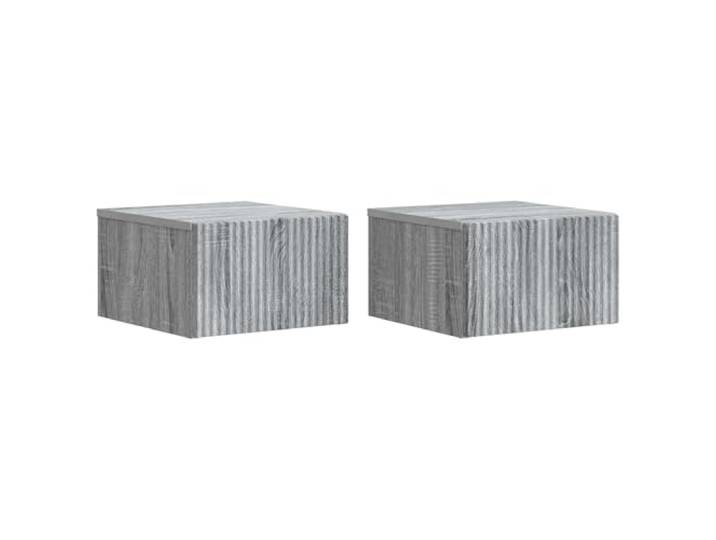 KUPTYERFG Nachttisch Wandmontiert 2er Set Graues Sonoma 33x34,5x20 cm Platzsparender Hängeschrank fürs Schlafzimmer mit 2 Schubladen für geordnete Utensilien ohne Bodenfläche zu belegen.