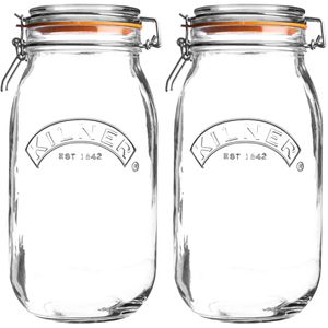 Kilner Einmachglas 0025.494, mit Bügelverschluss, 3 Liter, rund, zum Einkochen, luftdicht, 2 Stück