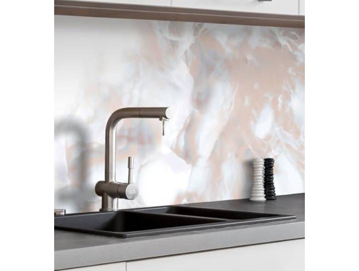 MyMaxxi Küchenrückwand selbstklebend - Matte, versteifte Spritzschutz Folie als günstige Alternative zu Glas, einfache Montage & leichte Reinigung - 60 cm hoch - Motiv: Marmor Bronze 340 x 60 cm