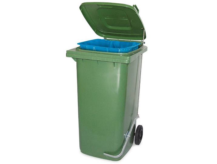 BRB-Lagertechnik Mülleimer Müllbehälter mit Fußpedal u. Klemmring, 120 Liter, Qualität, Wirtschaftlichkeit und lange Lebensdauer