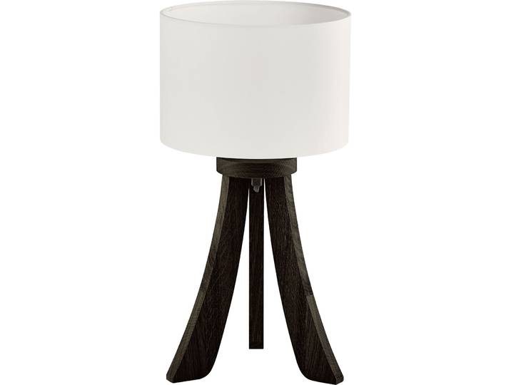 HERZBLUT Tischlampe Bow schwarz, weiss Nickel/Holz H 49.5 cm