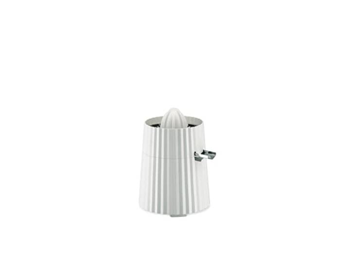 Alessi Plissé MDL07 W - Elektrische Design-Zitruspresse, 80 W, Weiß Elektrische Zitruspresse, entworfen von Michele De Lucchi, mit Edelstahlsieb, für Orangen und Zitronen
