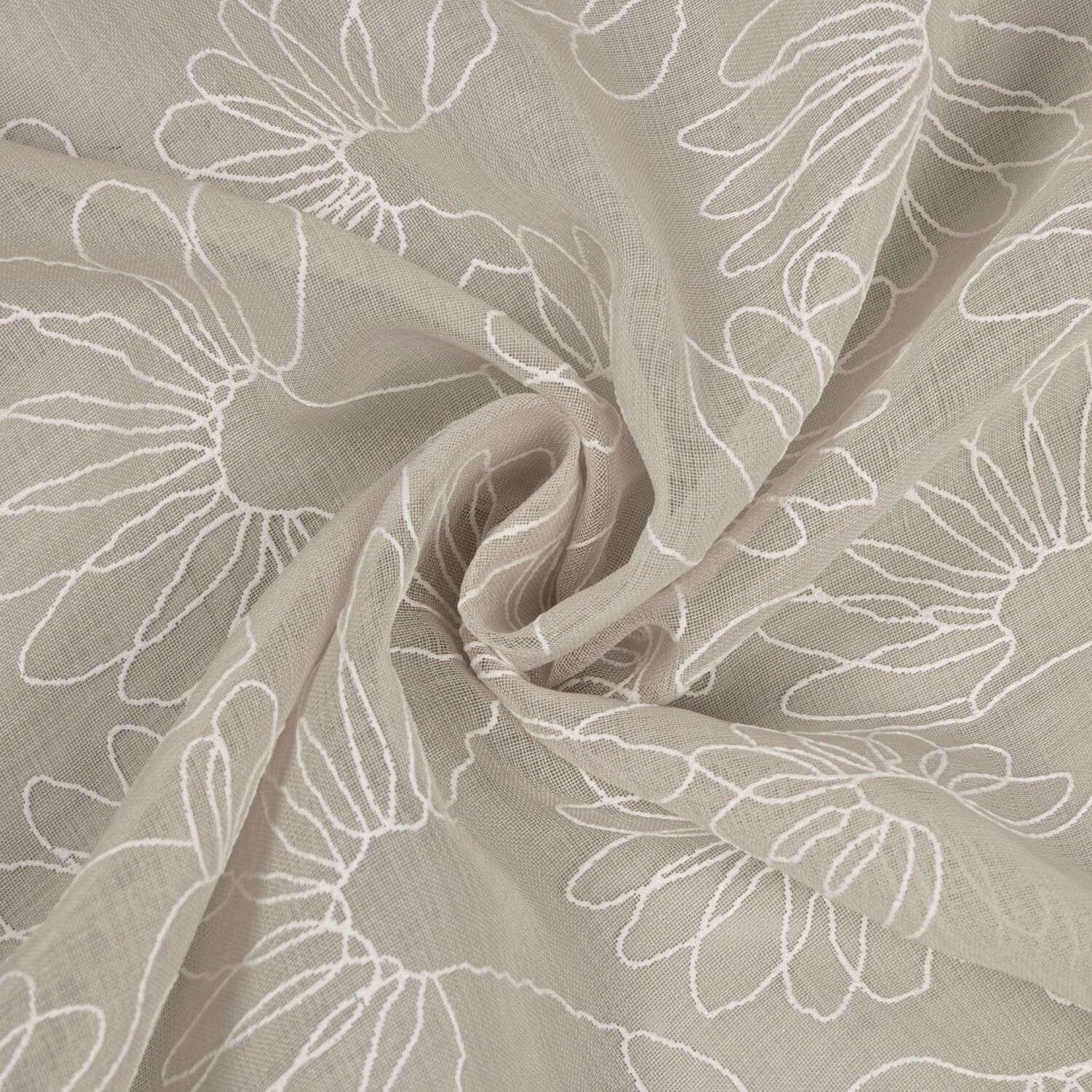 Gardine GERSTER "Becky" Gr. 1, grau (taupe, weiß), B:140cm H:245cm, Wirkware, Polyester, Gardinen, Gardine, SB-Ösenschal "Becky" taupe, weiß 245cm, Ösen, 140cm