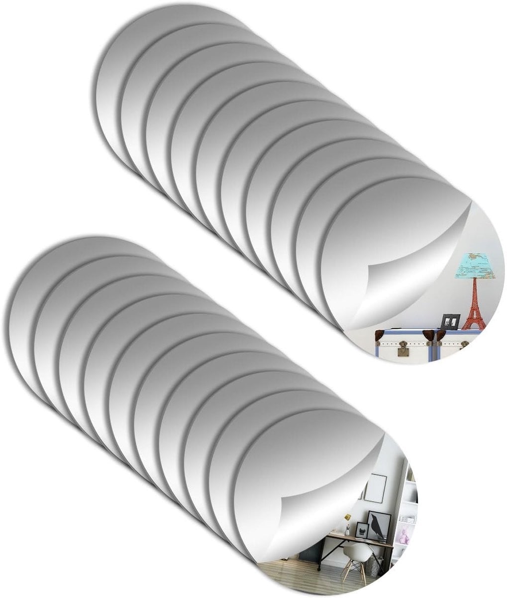 Dailygoods Zelfklevende Spiegeltegels - Decoratieve Ronde Acryl Spiegels - 20 stuks - 8 x 8 cm