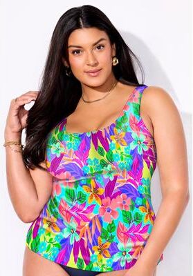 Plus Size Women's Classic Tankini Top by Swimsuits For All in La Dolce Floral (Size 16)
