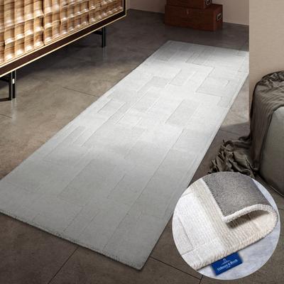 Wollteppich VILLEROY & BOCH "Wilhelmine", beige (creme), B:80cm H:10mm L:250cm, Wolle, Teppiche, Läufer, handgewebt, Wolle, Natur, Wohnzimmer, Geometrie, Boho