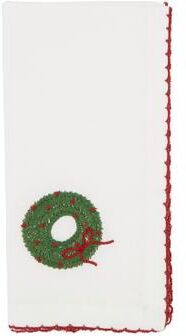 Saro Lifestyle Winter Wreath Whip Stitch Napkin (Set of 4)