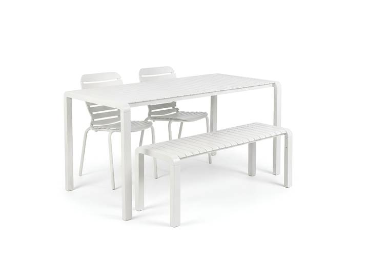 Vondel garden table set with 2 chairs and bench 168x72 cm, White, New, Office desk - for office or home office
