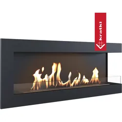 Wandkamin Bioethanol DELTA 1200 TÜV rechts Deko Steine Set