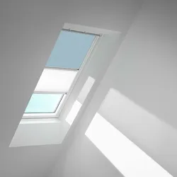VELUX Verdunkelungsrollo Duo DFD Himmelblau/Weiß 4576, C02, Aluminiumschiene,GGU,Manuell,VELUX