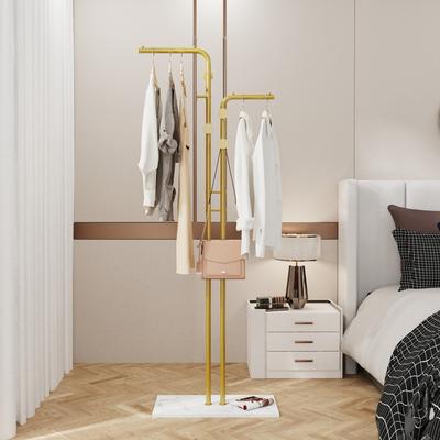 FATIVO Heavy Duty Freestanding Gold Metal Coat Stand Clothes Rack Stand with 5pcs Hooks