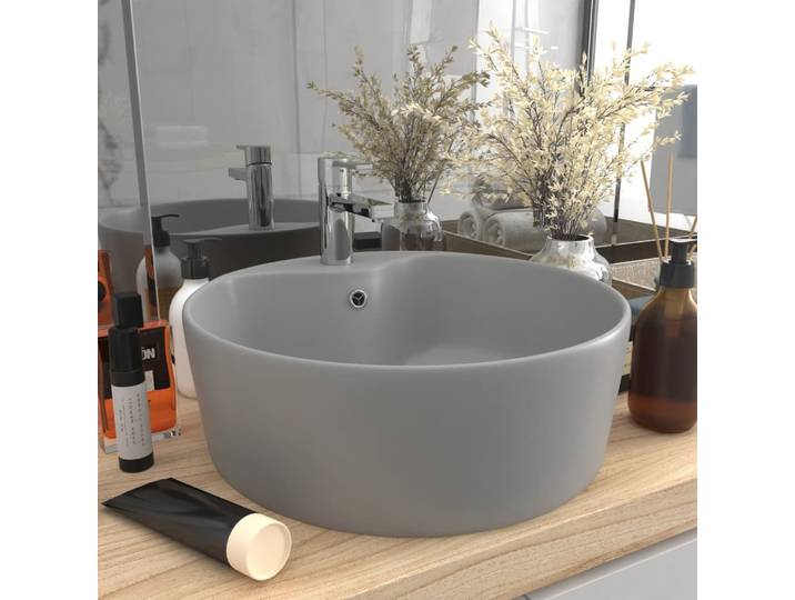 Vidaxl - Lavabo De Luxe Avec Trop-plein Gris Clair Mat 36x13cm Céramique