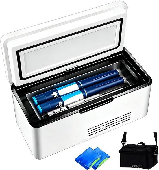 Tragbare Insulin-Kühlbox - Weiß - 210 x 95 x 110 mm - Aktive Kühlung von 2 bis 8 °C - Für Medikamente auf Reisen