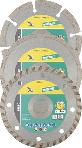 Wolfcraft 8394000 Diamanttrennscheibe 115mm 1 Set Altbeton, armiert, Backstein, Baustellenmaterialien, Beton, Beton, universal