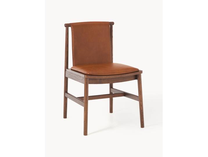 Chaise en frêne avec assise en cuir Hayo