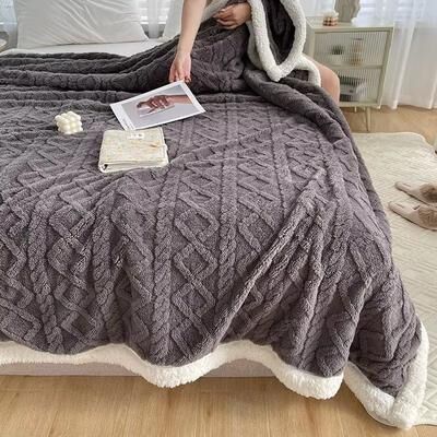 Inspired Finds All Season Coral Fleece Throw Blanket Thick Soft Lamb Wool Sofa & Nap Blanket dark Gray 4.92x6.56ft