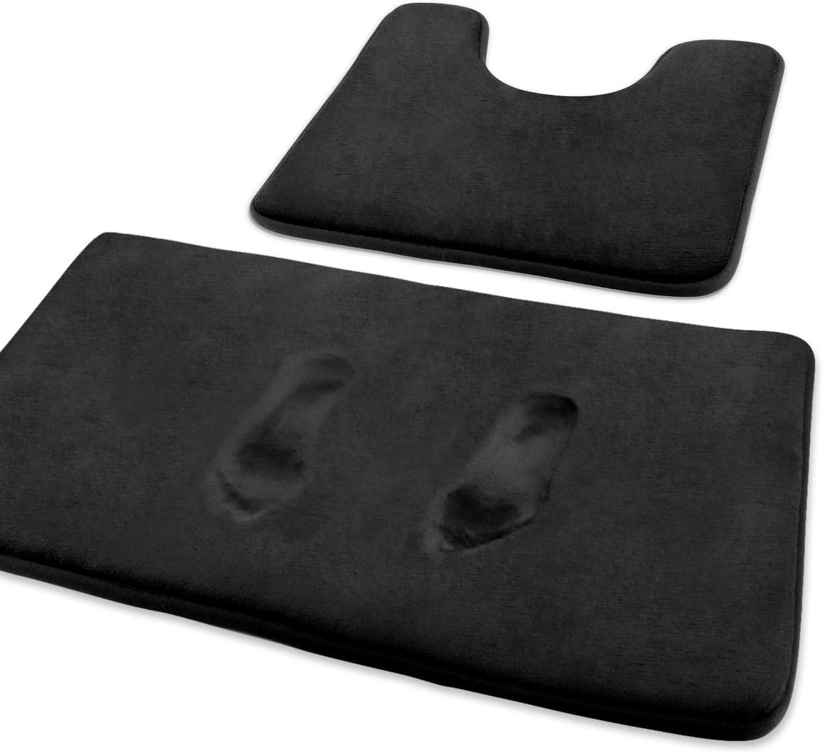 Set van 2 extra zachte badkamermatten van geheugenschuim - Zwart