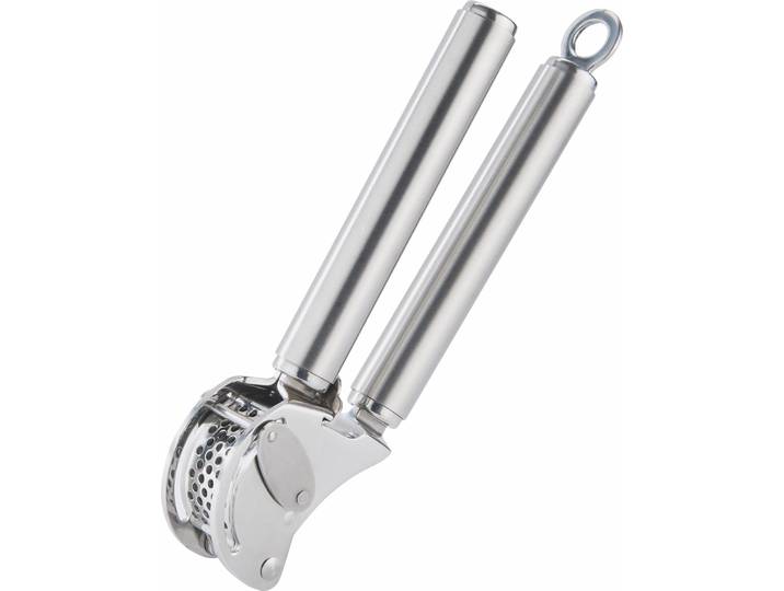 Knoblauchschneider RÖSLE, silber (edelstahlfarben), Edelstahl 18/10, Küchenpressen, Knoblauchschneider, Knoblauchpresse mit Abstreifer, flexibles Sieb, spülmaschinengeeignet
