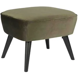Fußhocker Sara Samt, modernes Design, waldgrün, gepolstert, rechteckig, Holzgestell