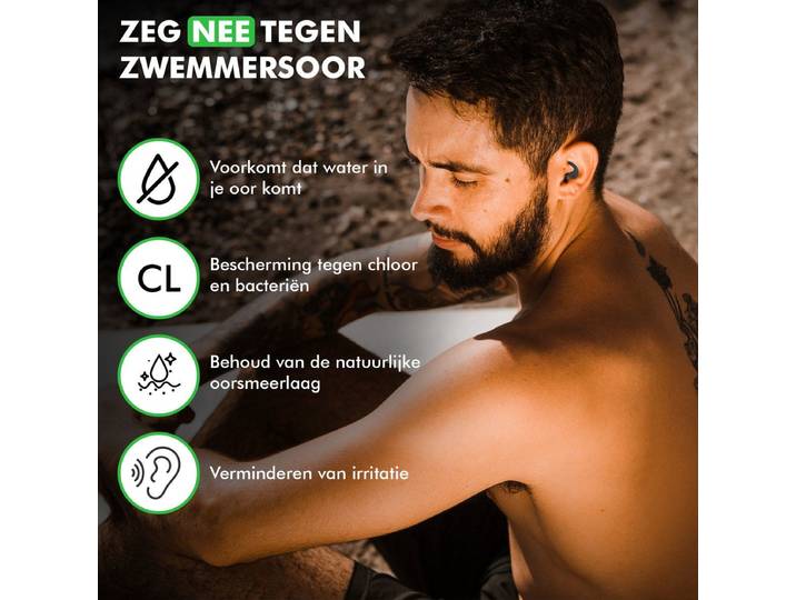 Travelhawk Zwemoordoppen - Waterdichte Siliconen Oordopjes - Gehoorbescherming - Zwart