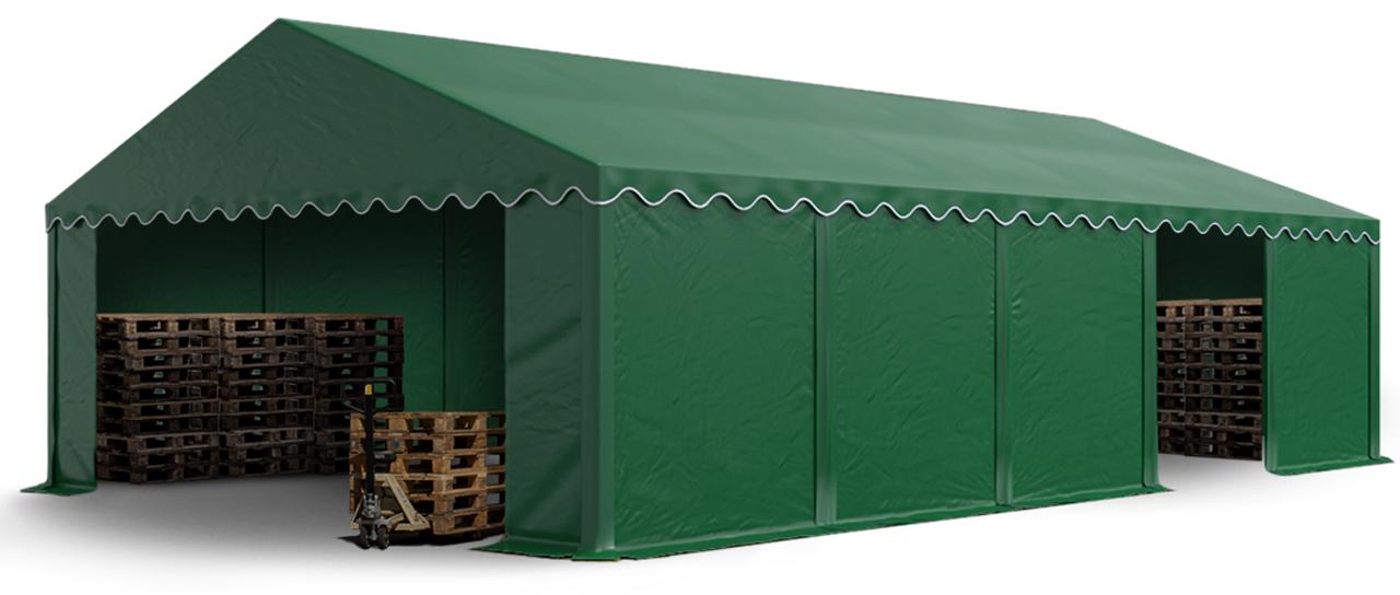 TOOLPORT Lagerzelt 5x10 m Zelthalle Unterstand Weidezelt PVC Plane 700 N wasserdicht in dunkelgrün