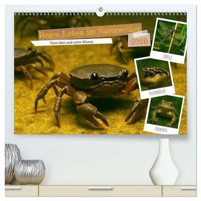 Reges Leben im Naturweiher - Tiere über und unter Wasser (hochwertiger Premium Wandkalender 2026 DIN A2 quer), Kunstdruck in Hochglanz