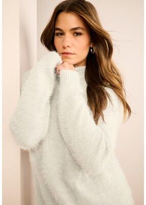 Plus Size Women's Eyelash Mockneck Sweater by Roaman's in Ivory (Size 3X)