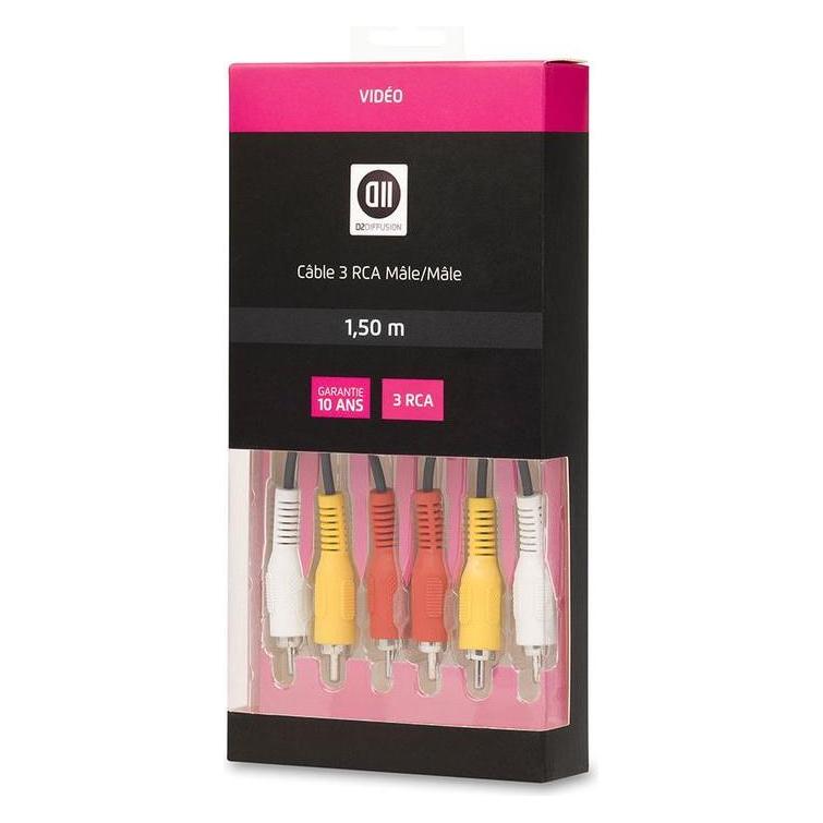 D2 Diffusion C ble 3RCA m le/3RCA m le 1m50 (1.50 m, Cinch Kabel) (D23RCA3RCA150)