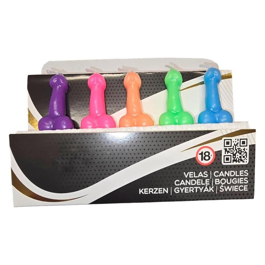 Diablo Picante Box mit 5 Penis-förmigen Kerzen in verschiedenen Farben (D-242388)