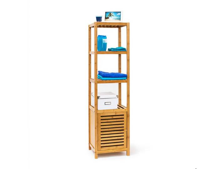 Relaxdays Étagère pour salle de bain cuisine Porte refermable bambou HxLxP : 140x36 5x33 cm 5 étages nature