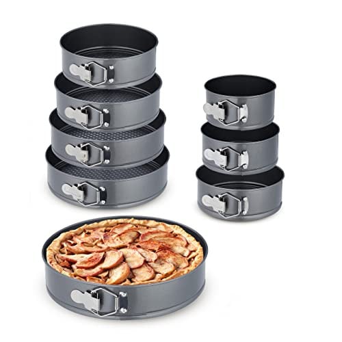 Relaxdays 8-delige set ronde springvormen, antraciet, non-stick