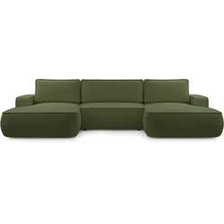 WOHNLANDSCHAFT SOLO Grün Boucle-Stoff mit Schlaffunktion