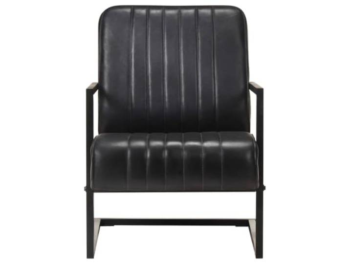 Relaxsessel Retro aus Leder Schwarz, Eiserner Rahmen, für Leder, schwarze Finish, pulverbeschichteter Eisenrahmen, Belastbarkeit 110 kg, Retro Stil